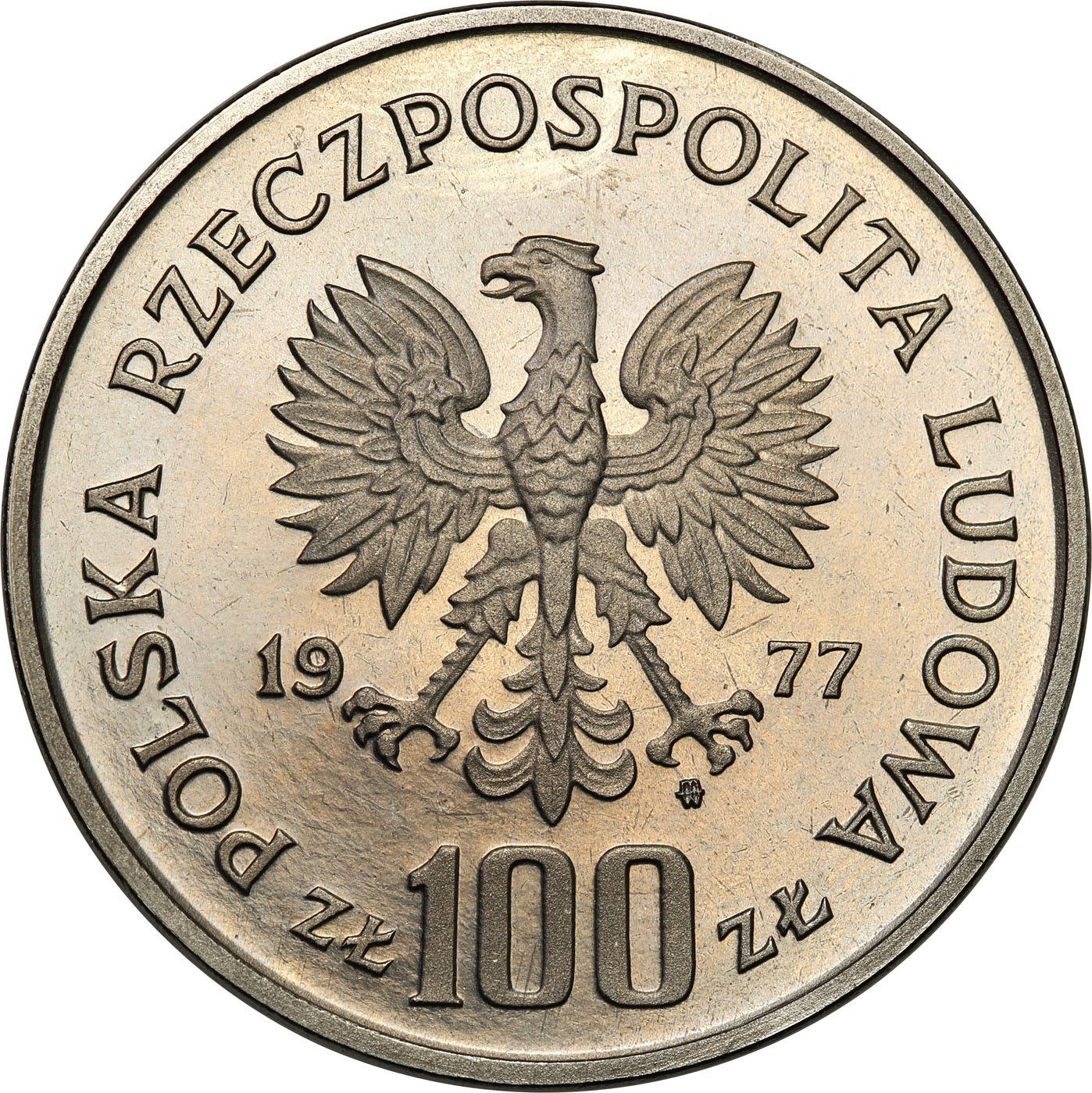 PRL. PRÓBA Nikiel 100 złotych 1977 - Ryba